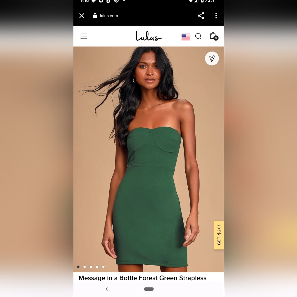 Lulu's Forest Green Strapless Mini Dress